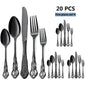 20-40pcs Black/Gold/Silver Dinnerware Set including Knife/Fork/Spoon for Home Restaurant Wedding Party Use