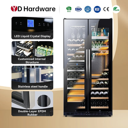 Bar Wine Cooler Cabinet Double Door Commercial Open Chiller Fridge Display Cooler