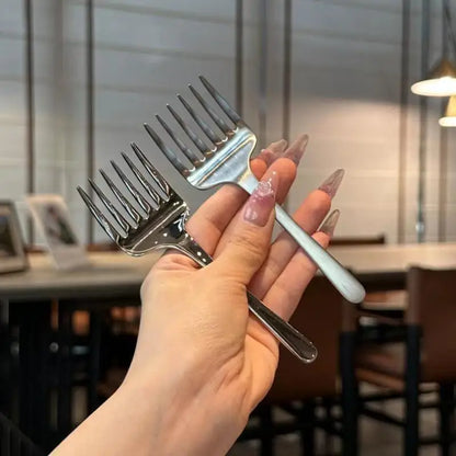 Creative Korean Single Handle Six-tooth Stainless Steel Dessert Fork Fruit Fork Portable 304 Stainless Steel Cake Fork