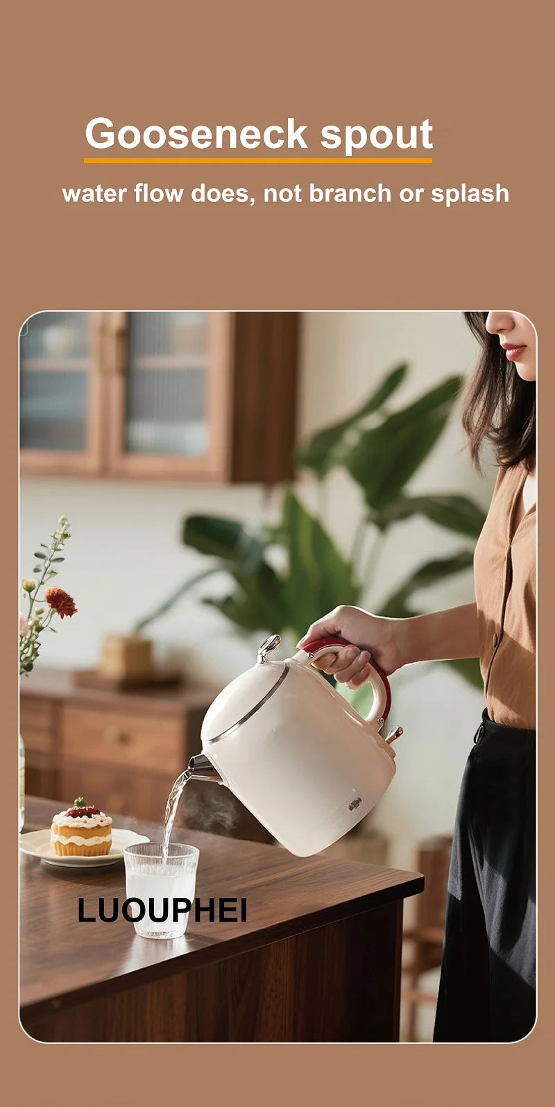 1355W Electric Kettle Portable 304 Stainless Steel Quick Boiling Kettle Teapot Home Thermos Kettle Automatic Power-Off 1000ml