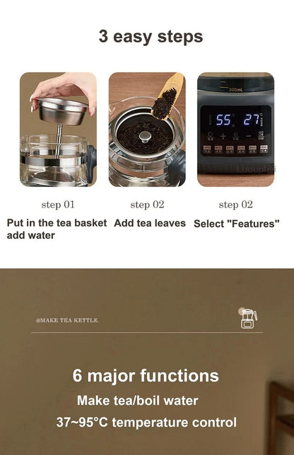 1.3L Electric Kettle With Filter Smart Health Pot Office Temperature Control Glass Flower Teapot Home Tea Maker Auto Thermos