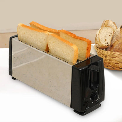Horizontal Stainless Steel Bread Toaster Large Slot Electric Toast Machine 4 Slice Sandwich Maker for Household
