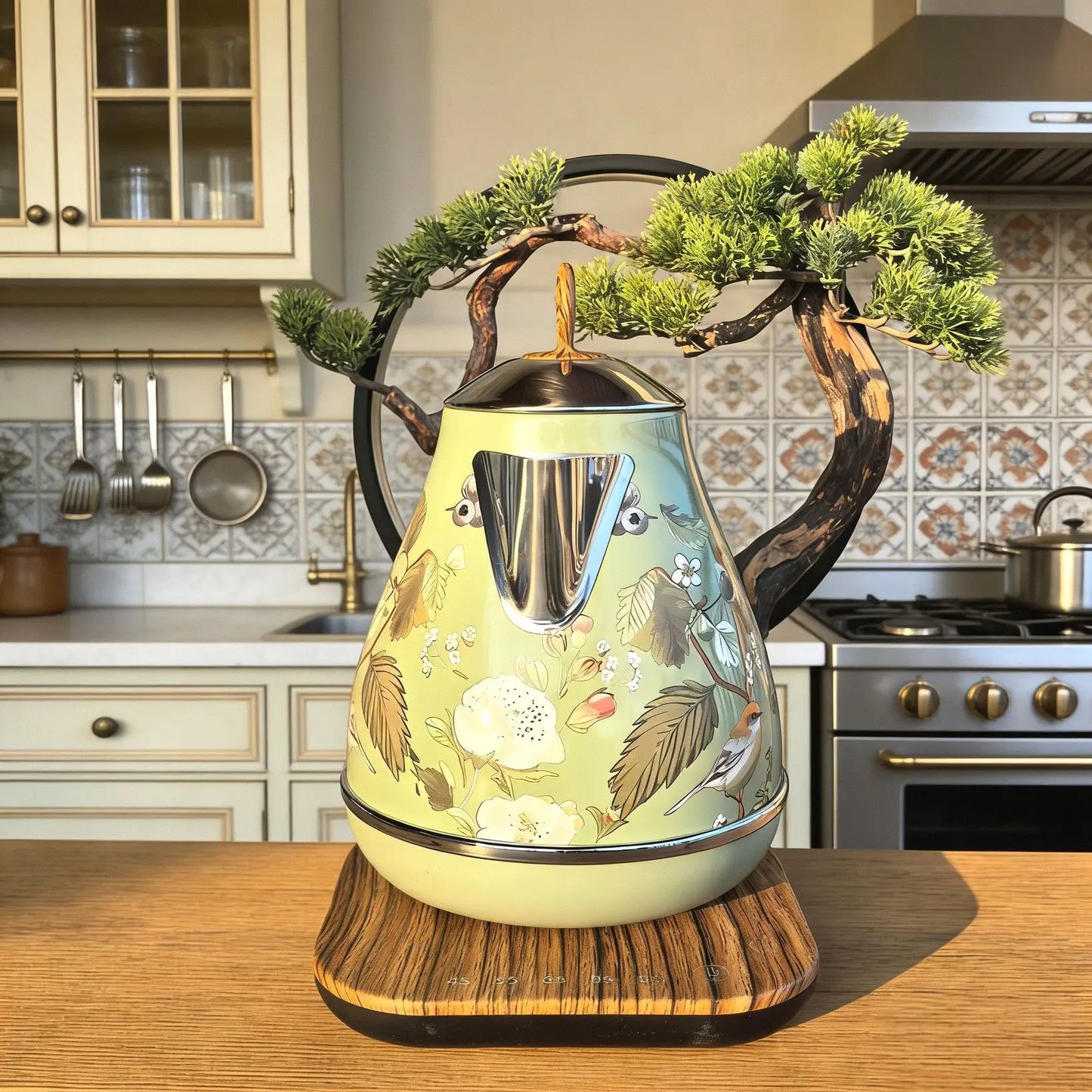 1.7L Home Retro Electric Kettle 304 Stainless Steel Boiling Water Kettle Temperature Control Teapot Automatic Keep Warm 1850W