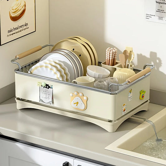 Dish Drying Rack, Kitchen Countertop Dish Drying Rack, 304 Stainless Steel Dish Rack, Stainless Steel Dish Rack with Drain Board