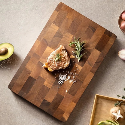 1pc Large Wood Board - Heavy-Duty Wood Grain Chopping Board, Large Leaf Camellia Tree Wood  for Meat, Cheese, Vegetables, Bread