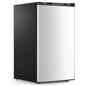 Dorm fridge with freezer: 3.2 cu.ft silver compact refrigerator for bedroom, office, kitchen, dorm; reversible door, adjustable