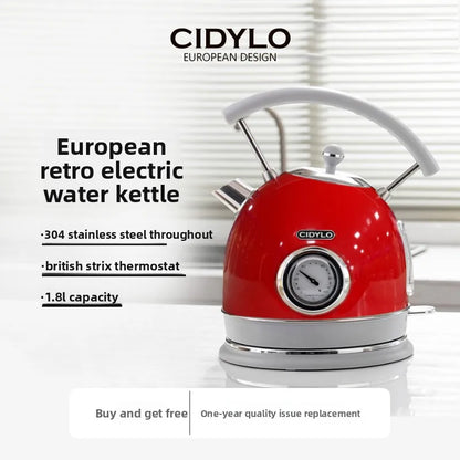 220V European Style Electric Kettle Vintage Red High Capacity ABCDFEG