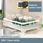 Kitchen Dish Drain Rack Plates Bowls Chopsticks Carbon Steel Storage Rack with Drain Board Sink Countertop Tableware Storage