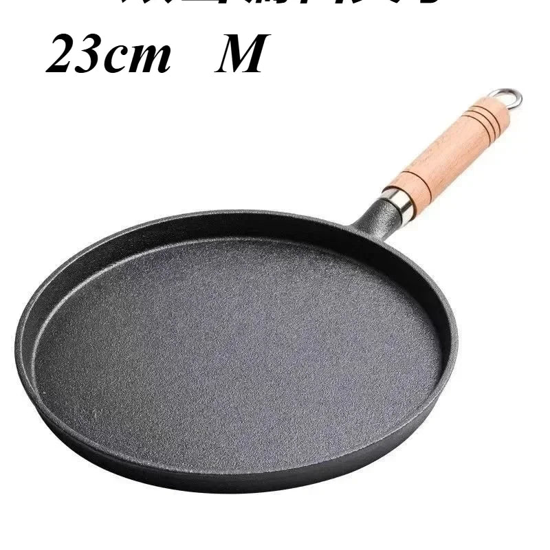 26cm Cast Iron Frying Pan, Uncoated Non-stick Crepe Maker Steak Pot for Gas Induction Cooker Kitchen