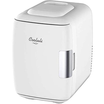 Mini Fridge for Bedroom - Car, Office Desk and Dorm Room - Portabe/6 Can Eectric Pug In Cooer and Warmer for Food, Drinks, Skin
