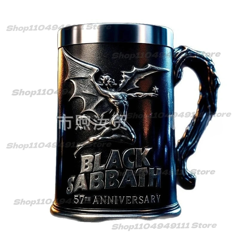 2025 New Black Sabbath 57th Anniversary Commemorative Mug Stainless Steel Heavy metal style mug Bar Drinking Ornaments Male Gift