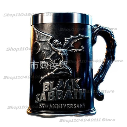 2025 New Black Sabbath 57th Anniversary Commemorative Mug Stainless Steel Heavy metal style mug Bar Drinking Ornaments Male Gift