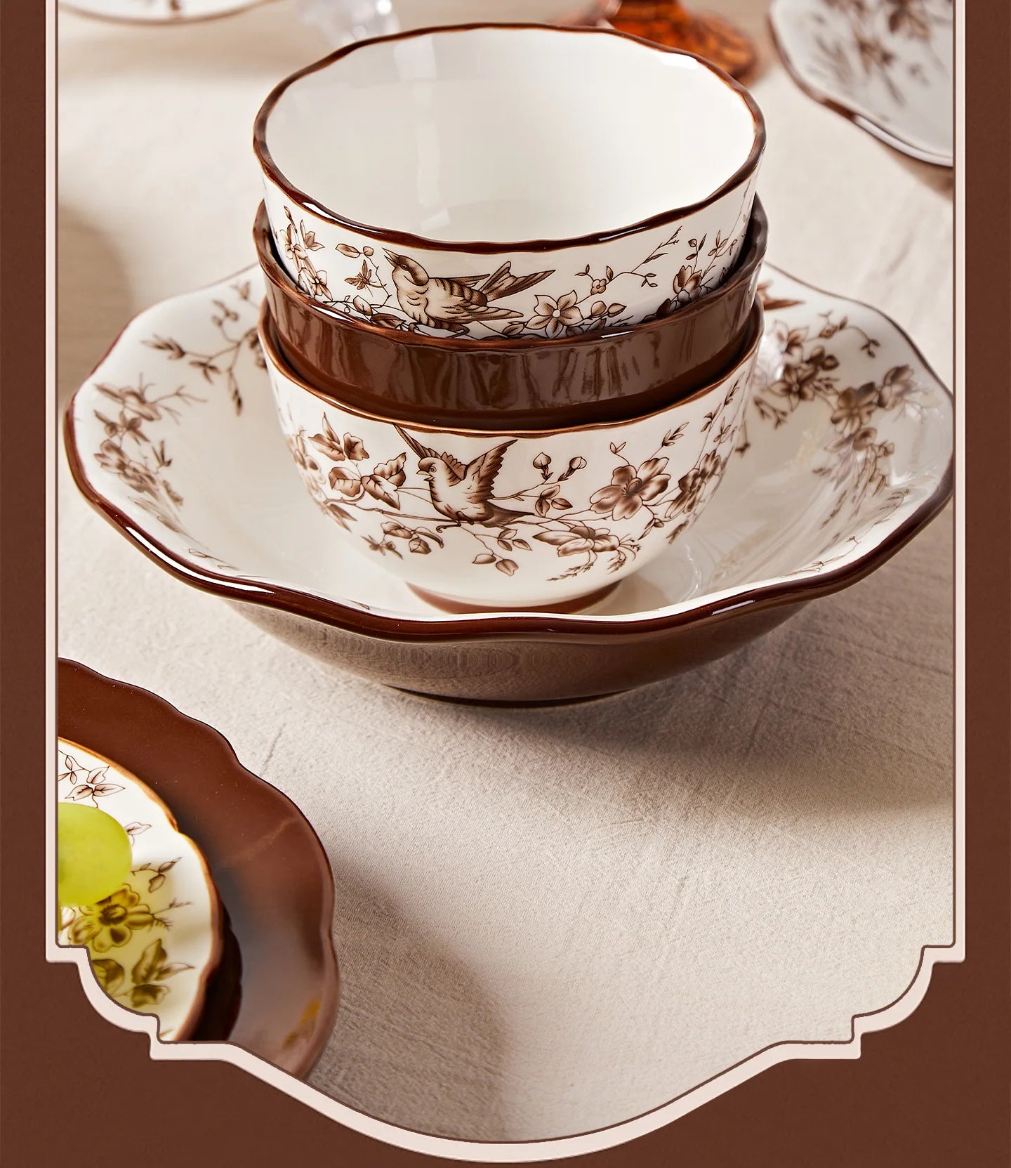 Retro Rose Household Anti-Slip full travel dish set is very luxurious luxury bowl kitchen dinner sets ceramic plates porcelain