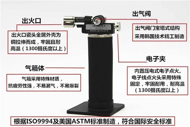 HONEST Double Flame Welding Gun Gas Torch Lighter Safety Lock Switch Jet Fire Open Fire Switching BBQ Kitchen Cigar Lighters