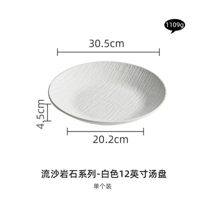 Black and white ceramic tableware, plates, plates, household eating bowls, soup bowls, high-end luxury Japanese tableware sets.