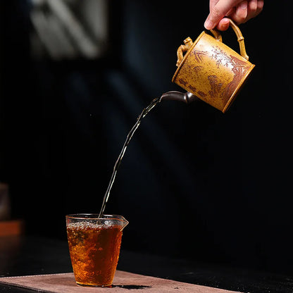 320ml Exquisite Yixing Purple Clay Teapots Handmade Bamboo Section Pot Raw Ore Section Mud Kettle Chinese Zisha Tea Set Gifts