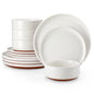 MALACASA TARA 12/24 Pcs Dinnerware Set Curved Edge Sesame Glaze Stoneware Plates Set With 4/6pcs Dinner Plate/Dessert/Bowl