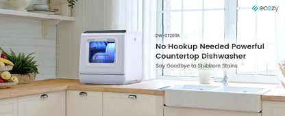 Ecozy Portable Countertop Mini Dishwasher with 5L Water Tank 6 Washing Programs Air Drying Function