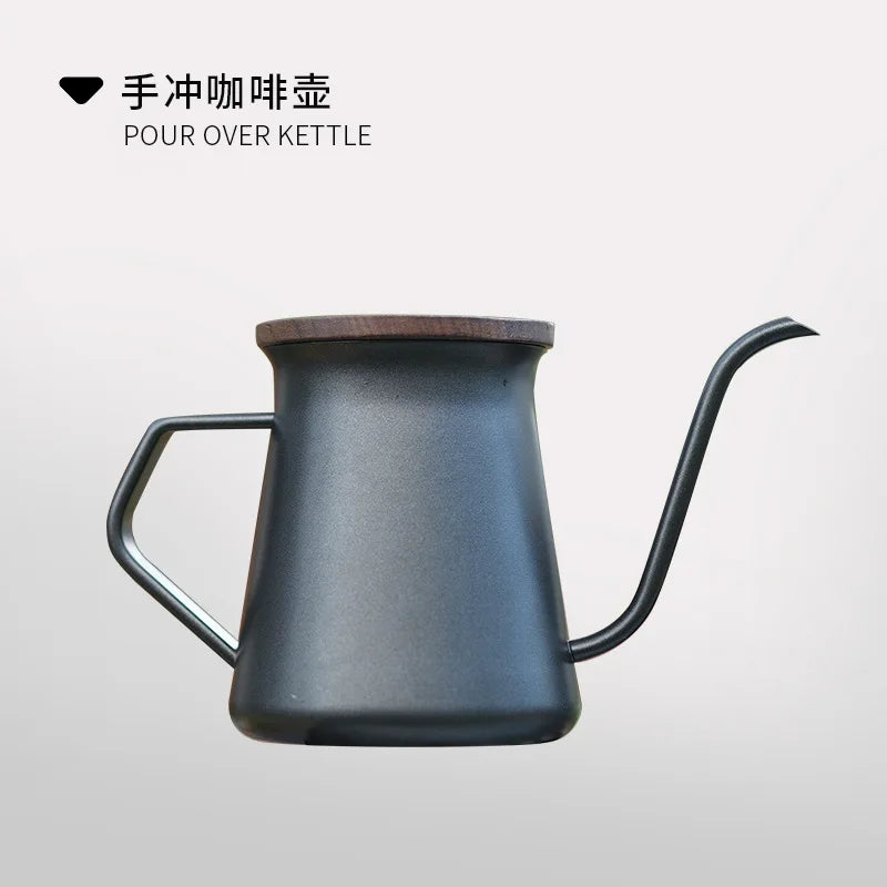 304 Fine Mouth Stainless Steel Coffee Hand Brewer, Western Style Coffee Pot, Home Coffee Utensils with Lid,Office Tea Maker