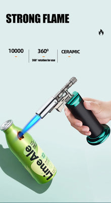 Spray Gun Inflatable Lighter Strong Blue Flame Adjustable Flame Size 360° Inverted Use Outdoor Home Use Gadgets