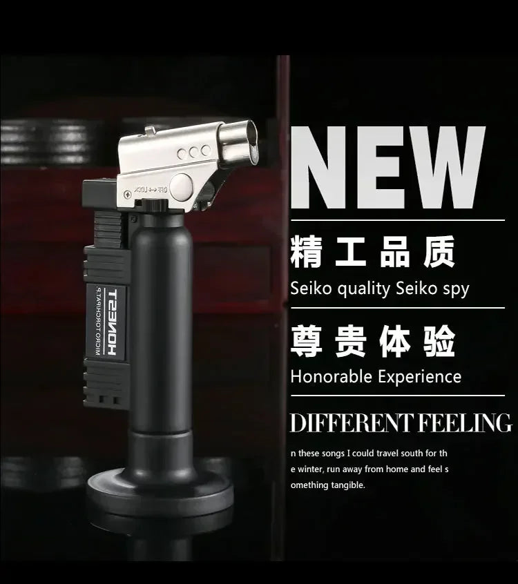 HONEST Creative Double Flame Welding Gun Gas Lighter Safety Lock Switch Jet Fire Open Fire Switching BBQ Kitchen Cigar Lighters