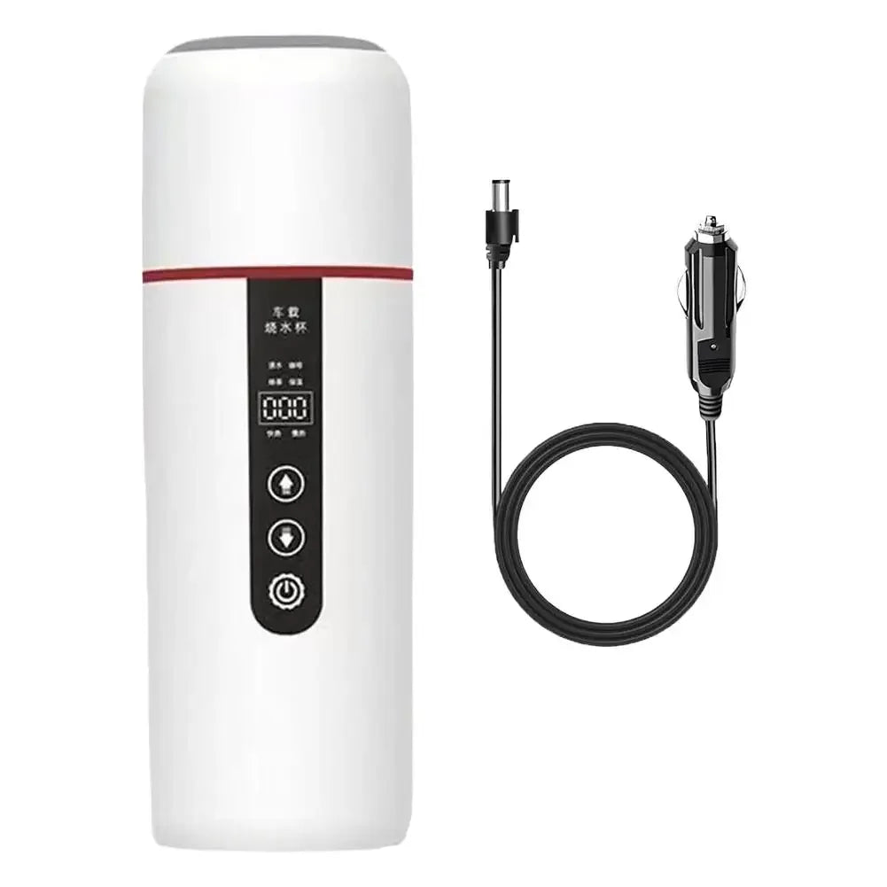 12V/24V Universal Car Electric Kettle,Fast Heating Portable Water Heater Cup For Truck Vehicle Use,Auto Shut-Off Safety Des F7S0