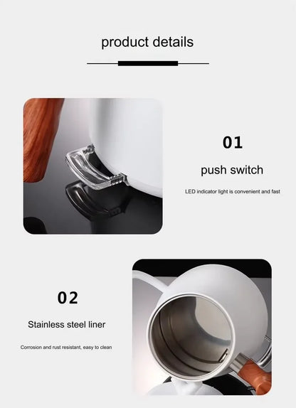 TINSOL 1L Electric Gooseneck Kettle, Manual Brewing Coffee Pot, Smart Teapot, Temperature Control Kettle, 1200W Fast Heating