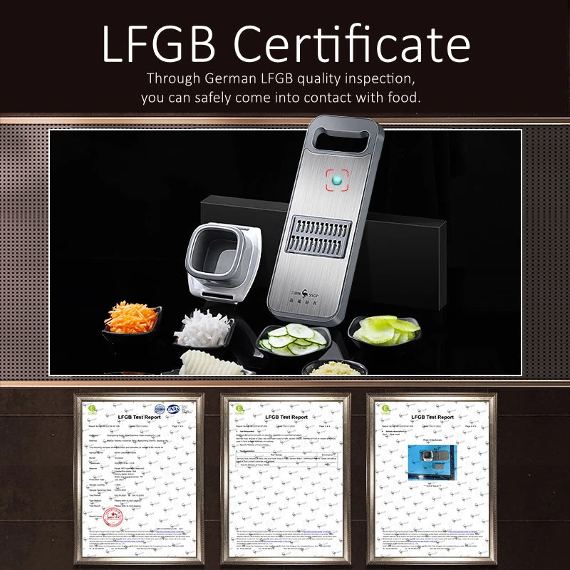 Luxury 420 Stainless Steel Blade LFGB Certificate Magic Chopper Magnetic Suction Back Slicer for Potato Cucumber Carrot Crusher
