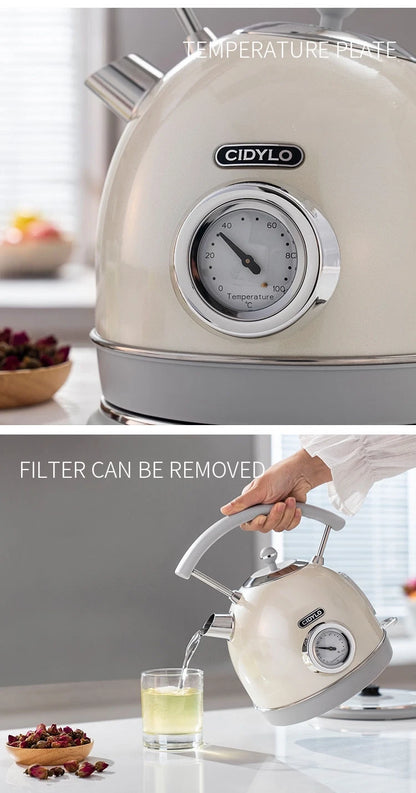 220V-240V Electric Water Kettle 1.8L 1800W 304 Stainless Steel With Thermometer Electric Boiling Coffee Tea Pot