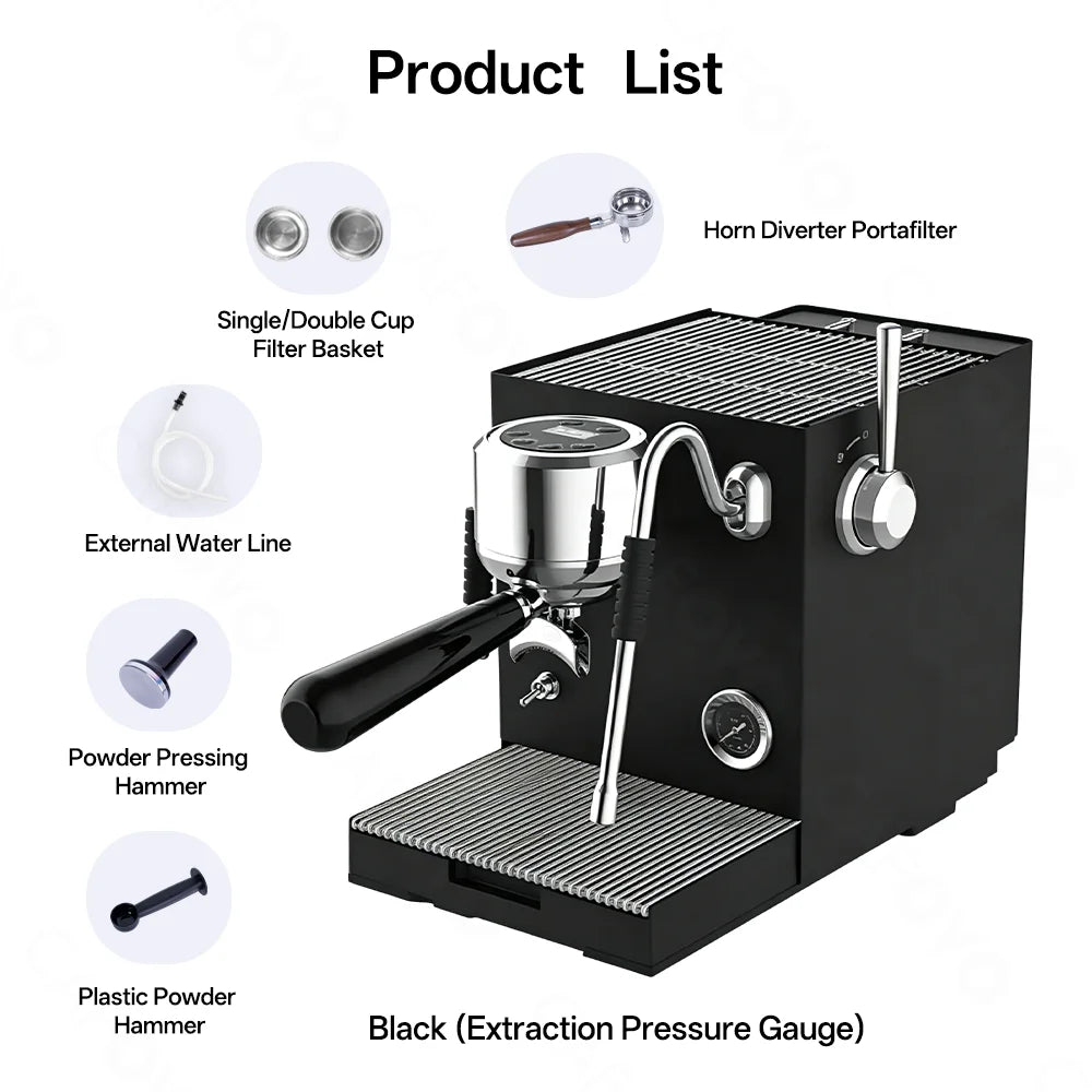 CAFOVO E120 Semi-automatic Espresso Machine ULKA Pump 9Bar OPV System 3 Boiler with OLED Display for Cafe Coffee Maker 220V