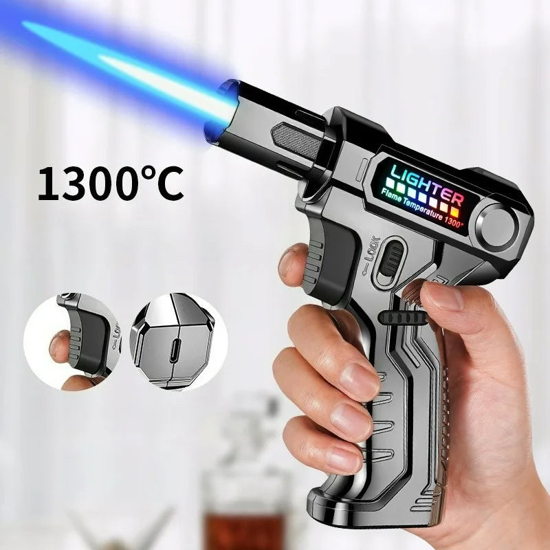 1300° High Temperature Windproof Flame Welding Gun Butane Gas Lighter Safety Lock Fire Switch Kitchen Cigar USB Electric Lighter