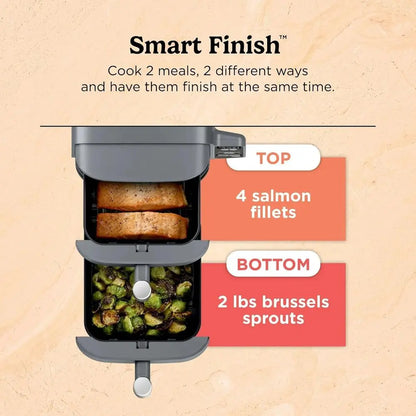 DoubleStack XL 2-Basket Air Fryer, 10 QT, 4 Foods at Once, Compact, 4-in-1, Smart Start & Match Cook, Air Fry, Broil, Bake, Easy