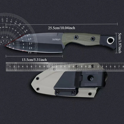 1 piece, 7RC13 high carbon stainless steel professional kitchen and outdoor dual-use knife, G10 handle K-type scabbard
