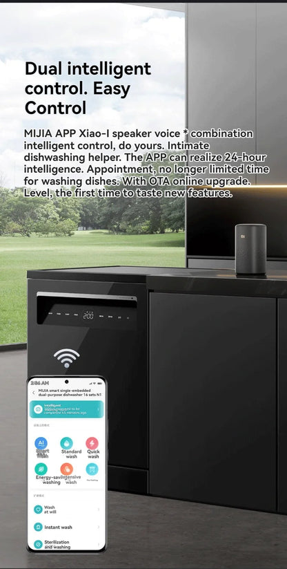 Integrated Sink Dishwasher Xiaomi Mijia Smart Embedded Dual Purpose Dishwasher 16 Sets N1 Large Capacity QMDW1602M Built-in Dish