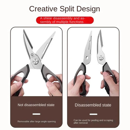 All-Powerful Kitchen Scissors 5-in-1 Multi-Tool: Cuts Bones Opens Bottles Cracks Nuts Stainless Steel Heavy Duty Shears for Home