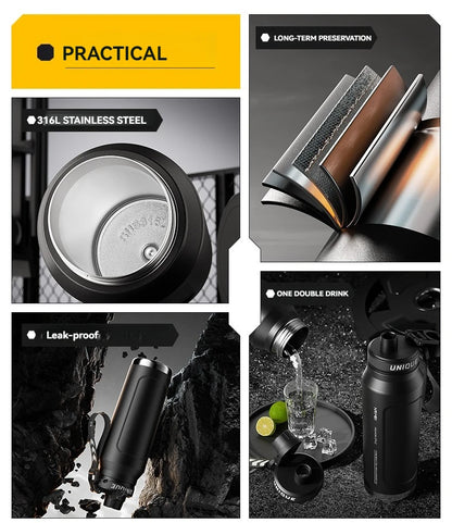 1L Insulated Cold Water Bottle Thermos Stainless Steel Tumbler Qutdoor Sports Handle Vacuum Flasks Double Wall Cup