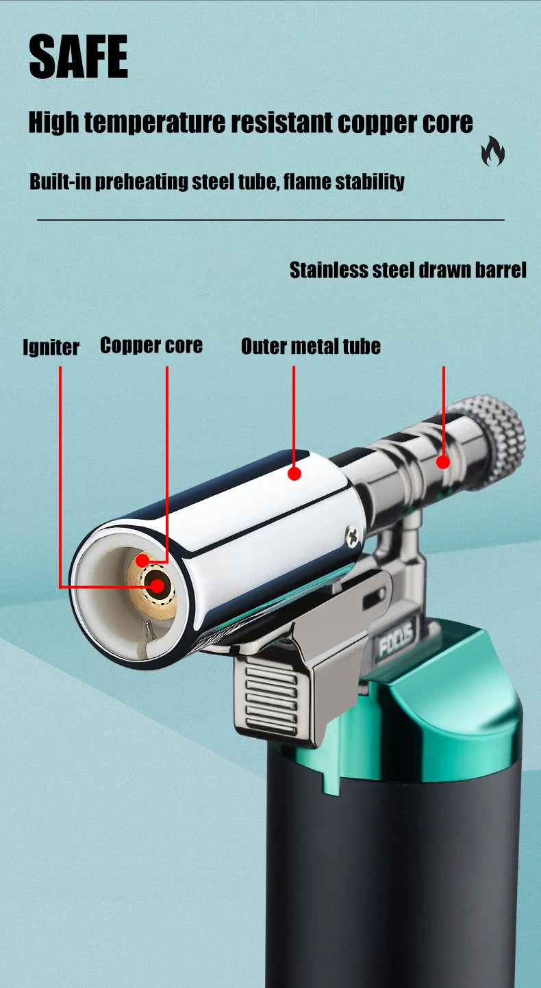 Spray Gun Inflatable Lighter Strong Blue Flame Adjustable Flame Size 360° Inverted Use Outdoor Home Use Gadgets