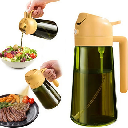 Oil Spray 470ml-2-in-1 Kitchen Oil Spray, Air Fryer, Salad, Vinegar and Kitchen Accessories Dispenser-Black