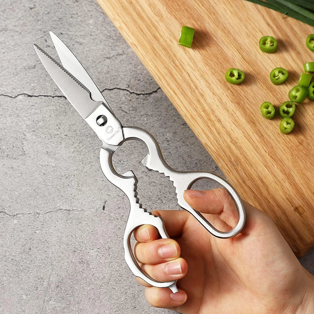 Sunnecko Stainless Steel Kitchen Scissors Ultra Sharp Micro Serrated Poultry Kitchen Cooking Shears Nut Cracker Dishwasher Safe