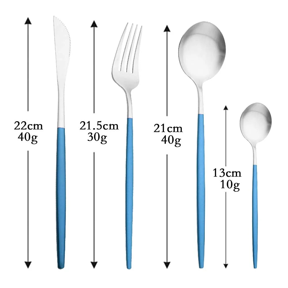 4Pcs black Gold Matte Cutlery Set Stainless Steel Dinnerware Silverware Flatware Set Home Knife Fork Spoon Picnic Tableware Set