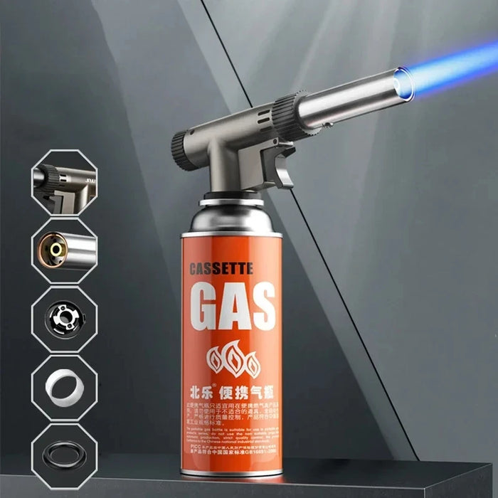 Metal Gas Burner Torch Flame Gun Butane Burner Outdoor Camping BBQ Flamethrower Welding Equipment Kitchen Lighter Fire Starter
