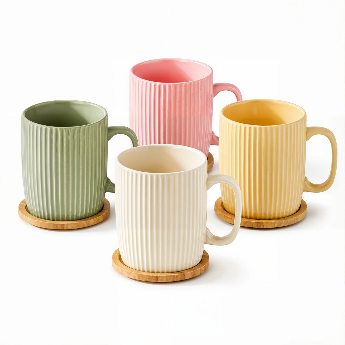 Colorful Ceramic Coffee Mugs Set of 4 – 400ml Stoneware Latte Cups with Handles – Rustic Speckled Design – Microwave & Dishwasher Safe – Perfect for Tea, Hot Chocolate, Farmhouse or Modern