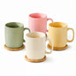 Colorful Ceramic Coffee Mugs Set of 4 – 400ml Stoneware Latte Cups with Handles – Rustic Speckled Design – Microwave & Dishwasher Safe – Perfect for Tea, Hot Chocolate, Farmhouse or Modern