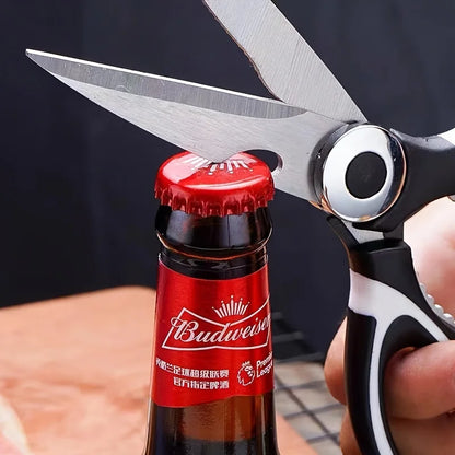 Multipurpose Stainless Steel Kitchen Scissors Heavy Duty Dishwasher Safe for Cutting Meat Poultry Fish and Opening Bottles