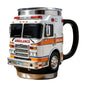 Fire Rescue Coffee Mug, Retro 3D Fire Truck Coffee Mug, Personalized Stainless Steel Wall Insulation Mug New Year Gifts for Mens