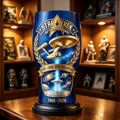 Star Trek USS Enterprise Themed Blue Beer Glass - 1966-2026 Collector's Edition Barware