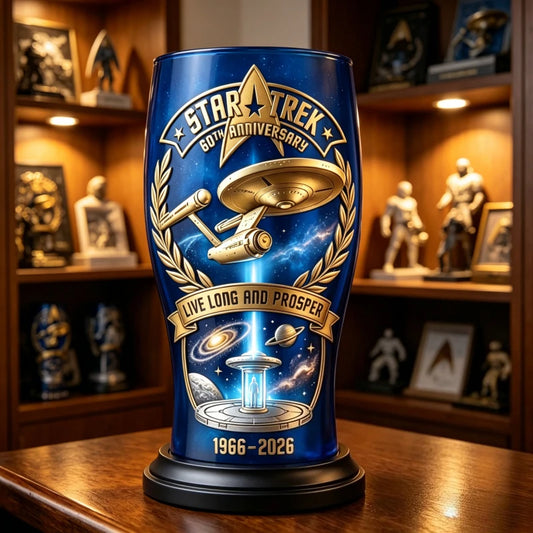 Star Trek USS Enterprise Themed Blue Beer Glass - 1966-2026 Collector's Edition Barware