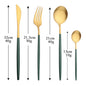 4Pcs black Gold Matte Cutlery Set Stainless Steel Dinnerware Silverware Flatware Set Home Knife Fork Spoon Picnic Tableware Set