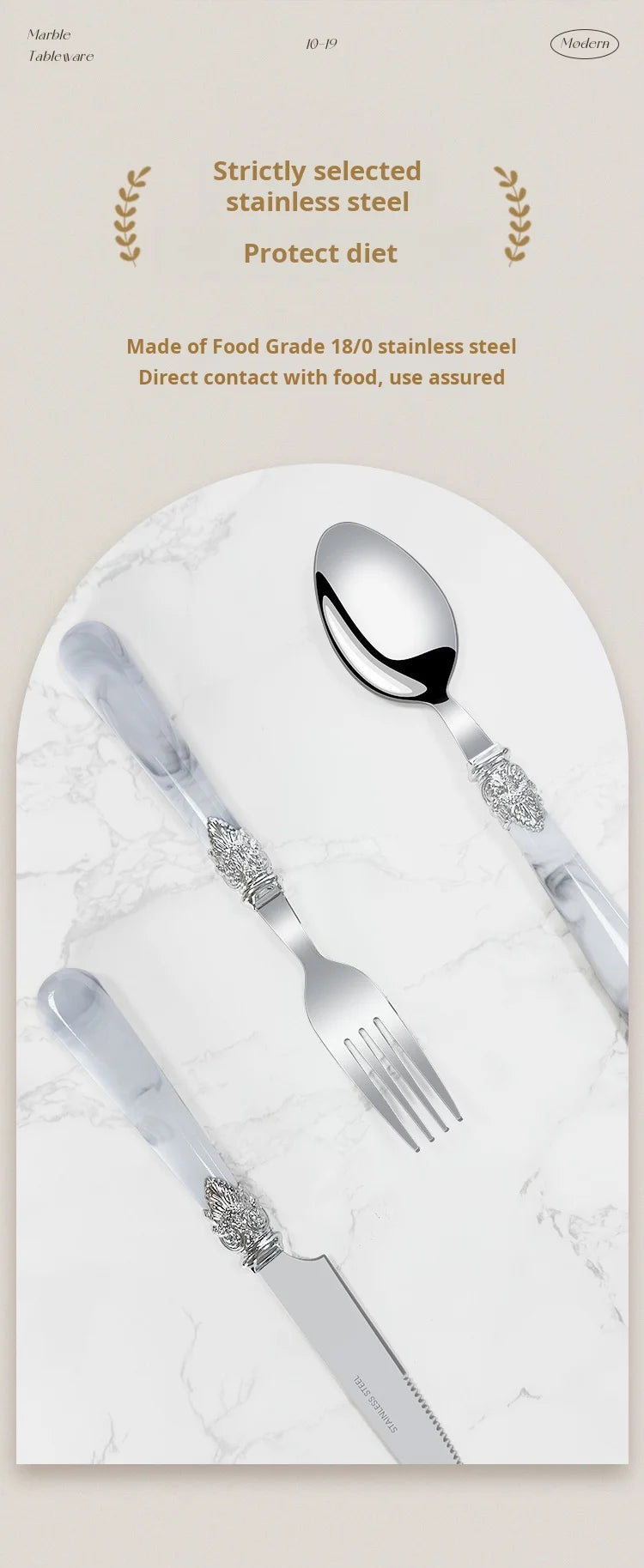 20/30pcs Flatware Set Stainless Steel Plastics Marbling Handle Cutlery Tableware Knife Fork Spoon Dishwasher Safe Dinnerware