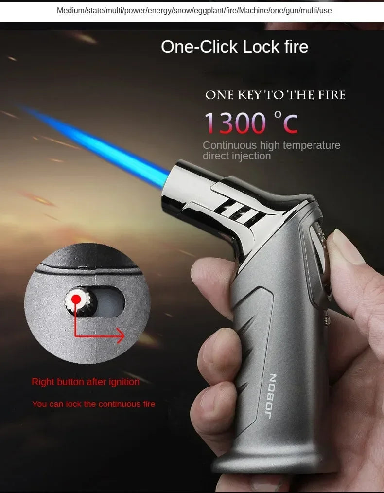 JOBON-Portable Cigar Lighter, Blue Flame, Direct Injection, High-end Cocktail Smoke Lighter, Home Outdoor Airbrush Men's Gadget